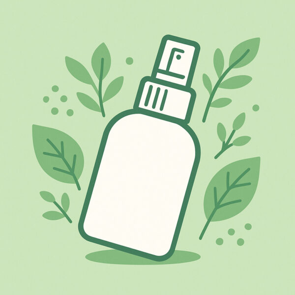 育毛剤の白いボトルと淡い背景イメージ