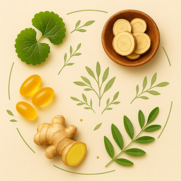 チャップアップの有効成分を象徴する自然素材の写真構成