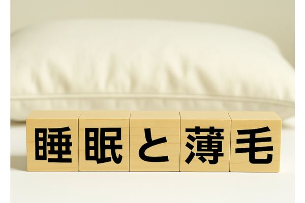 睡眠と薄毛を表す文字デザイン