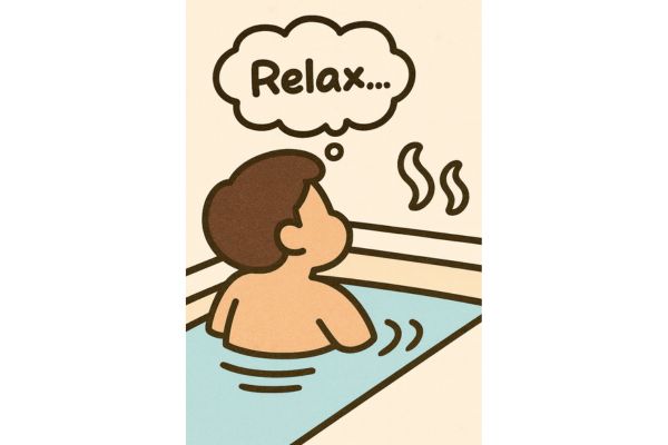 お風呂でリラックスしているイラスト