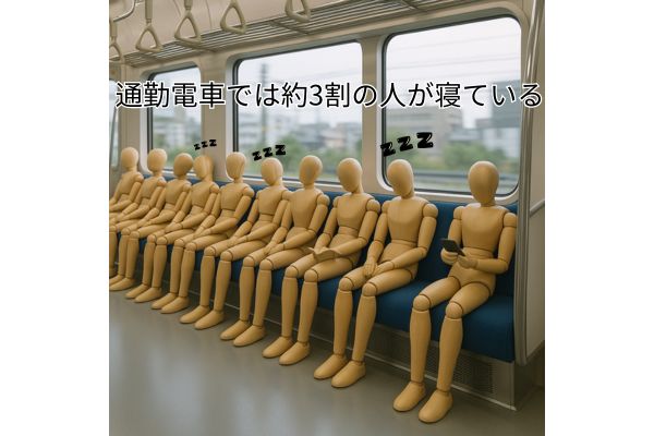 通勤電車では3割の人が寝ている