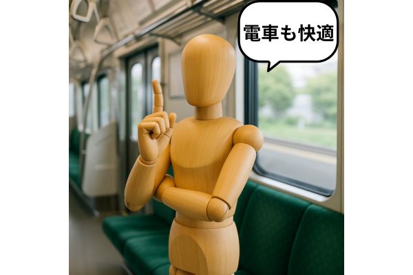 電車対策で快適なことを示す木の人形